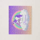 Pretty Purple Sweet Dreams Rainbow Unicorn ジグソーパズル (縦)