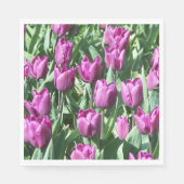Pretty Purple Tulips 花 縁ありランチョンナプキン (正面)