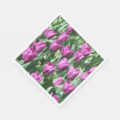 Pretty Purple Tulips 花 縁ありランチョンナプキン (角)