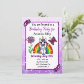 Pretty Purple Unicorn and Rainbow Girlの誕生日 招待状 (スタンド正面)