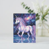 Pretty Purple Unicorn In The Lake ポストカード (スタンド正面)