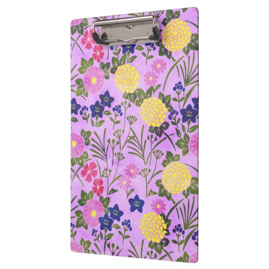 Pretty Purple Vintage Flower Pattern クリップボード (左)