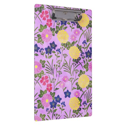 Pretty Purple Vintage Flower Pattern クリップボード (右)
