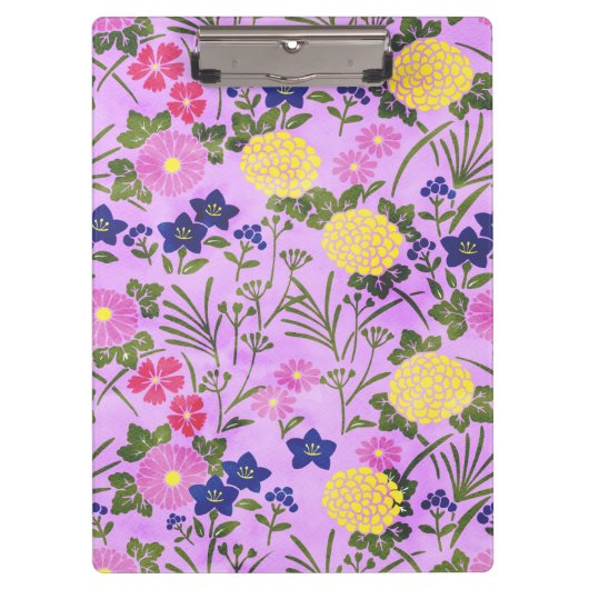 Pretty Purple Vintage Flower Pattern クリップボード (正面)