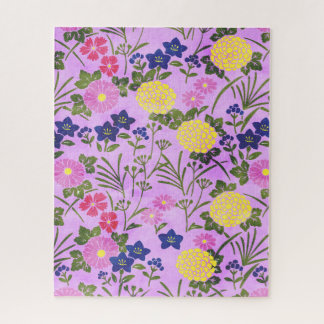 Pretty Purple Vintage Flower Pattern ジグソーパズル