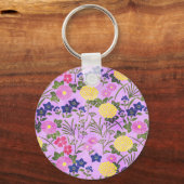 Pretty Purple Vintage Flower Pattern Personalised キーホルダー (裏面)