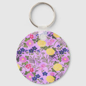 Pretty Purple Vintage Flower Pattern Personalised キーホルダー (裏面)