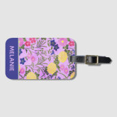 Pretty Purple Vintage Flower Pattern Personalised ラゲッジタグ (正面横)