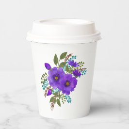 Pretty Purple Watercolor Flowers 紙コップ