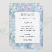 Pretty Purple White Flowers Birthday 招待状 (正面/裏面)