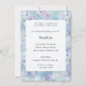 Pretty Purple White Flowers Birthday 招待状 (正面)