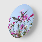 Pretty Purple Wild Flowers Meadow ラウンド壁時計 (傾斜)
