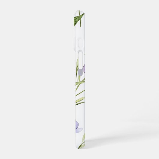 Pretty Purple Yellow Flowers iPhone 16ケース (左側面)