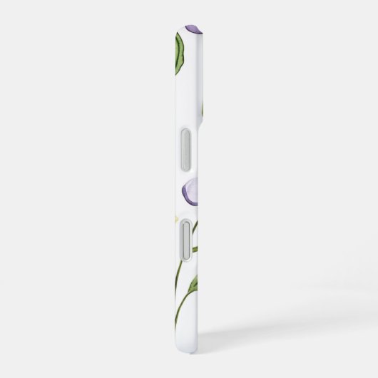 Pretty Purple Yellow Flowers iPhone 16ケース (右側面)