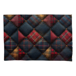  Pretty Quilt Red Navy Yellow Pattern 枕カバー