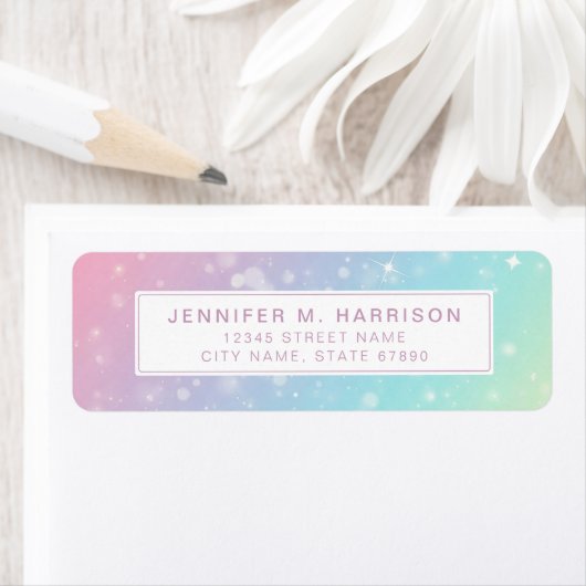 Pretty Rainbow Return Address Labels ラベル (インサイチュ)