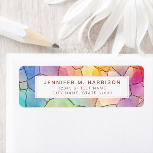 Pretty Rainbow Return Address Labels ラベル (インサイチュ)