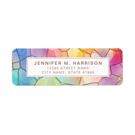 Pretty Rainbow Return Address Labels ラベル (正面)