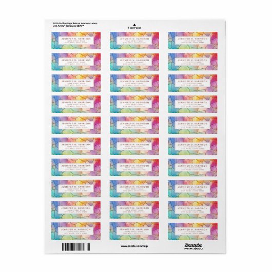 Pretty Rainbow Return Address Labels ラベル (フルシート)