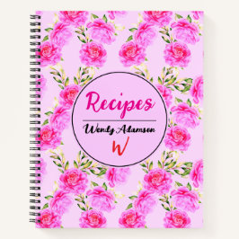 Pretty Recipe Journal. with Pink Flowers | フラワー ノートブック