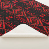 Pretty Red and Black Native American Pattern シェルパブランケット (3/4)