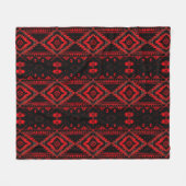 Pretty Red and Black Native American Pattern フリースブランケット (正面(横))