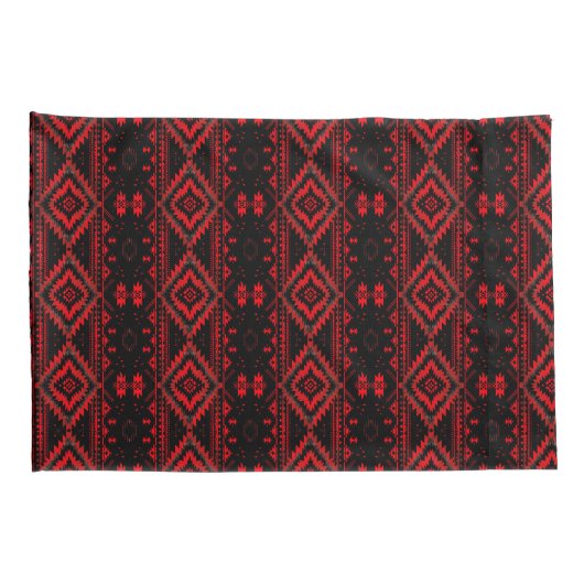 Pretty Red and Black Native American Pattern 枕カバー (裏面-右)