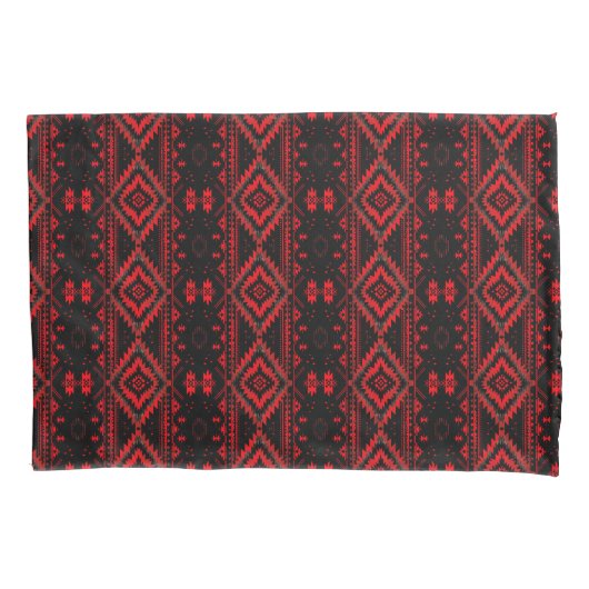 Pretty Red and Black Native American Pattern 枕カバー (正面左)