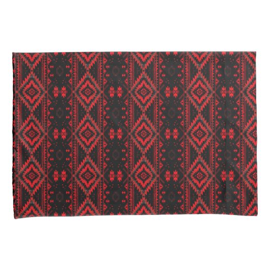 Pretty Red and Black Native American Pattern 枕カバー (正面右)