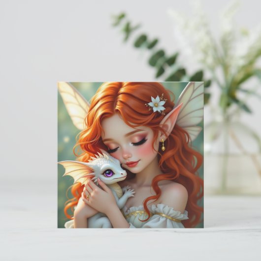 Pretty Red Haired Fairy with Dragon カード (スタンド正面)