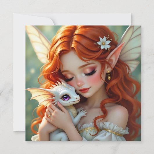 Pretty Red Haired Fairy with Dragon カード (正面)