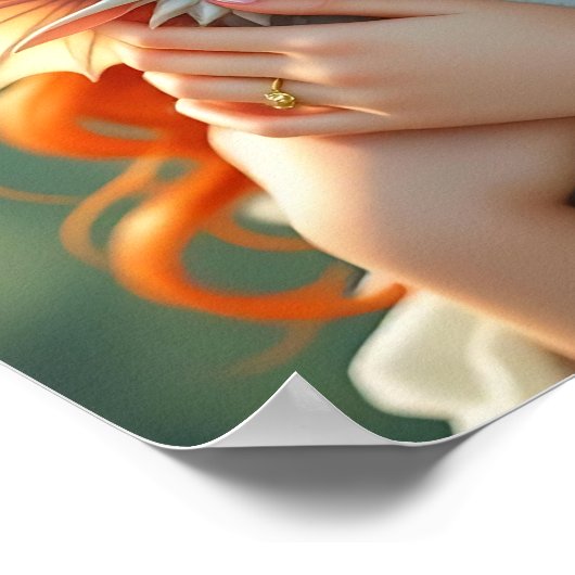 Pretty Red Haired Fairy with Dragon ポスター (角)