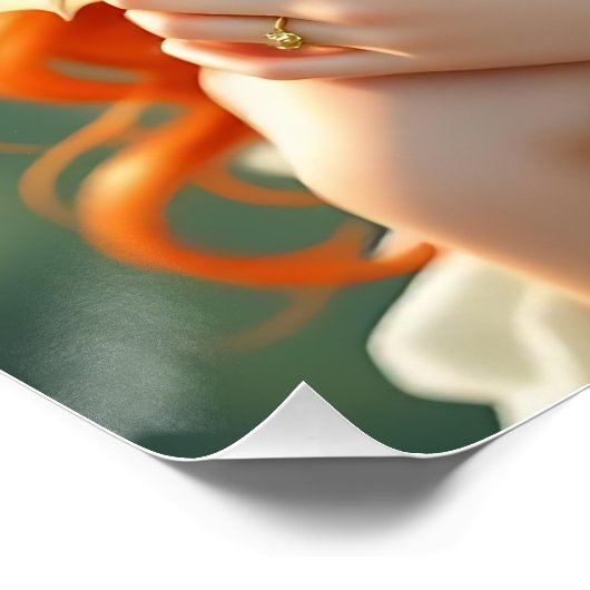 Pretty Red Haired Fairy with Dragon ポスター (コーナー)