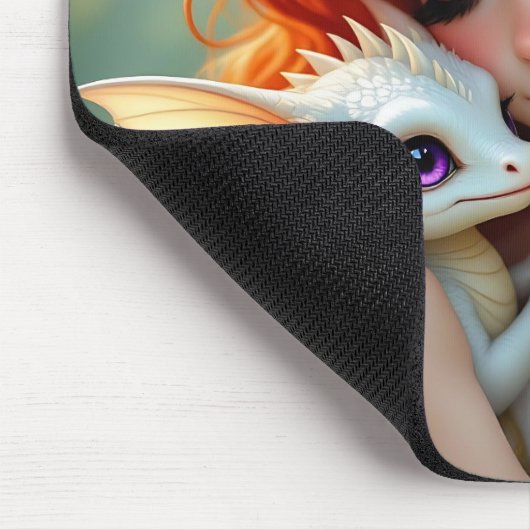 Pretty Red Haired Fairy with Dragon マウスパッド (コーナー)