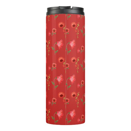 Pretty Red Poppies Pattern Personalised タンブラー (裏面)