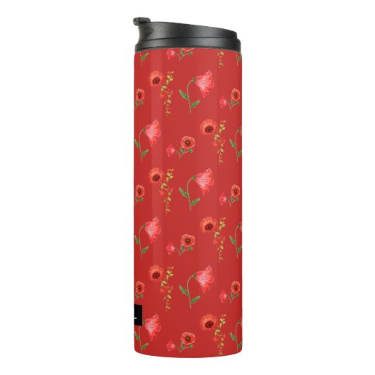 Pretty Red Poppies Pattern Personalised タンブラー (回転右)