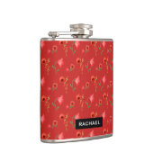 Pretty Red Poppies Pattern Personalised フラスク (右)