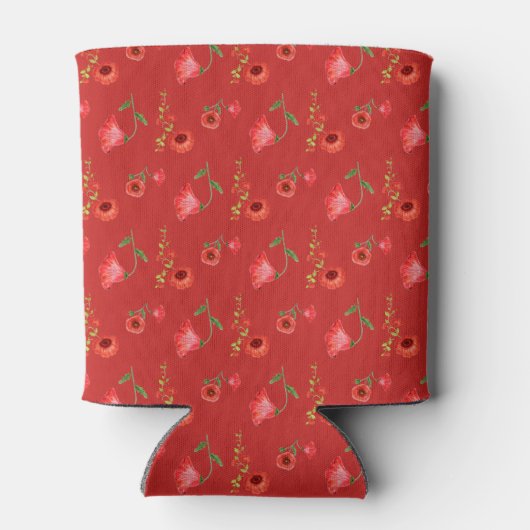 Pretty Red Poppies Pattern Personalised 缶クーラー (裏面)