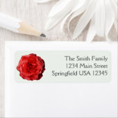 Pretty Red Rose Floral Return Address ラベル (インサイチュ)