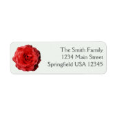 Pretty Red Rose Floral Return Address ラベル (正面)