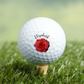 Pretty red rose flower custom name ladies ゴルフボール (インサイチュ 木)