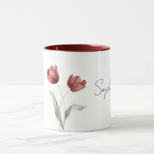 Pretty Red Tulip Flowers マグカップ (中央)