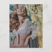 Pretty Retro lady with pearls Mixed media collage ポストカード (正面)