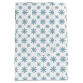 Pretty retro snowflake pattern blues watercolor ミディアムペーパーバッグ (裏面)