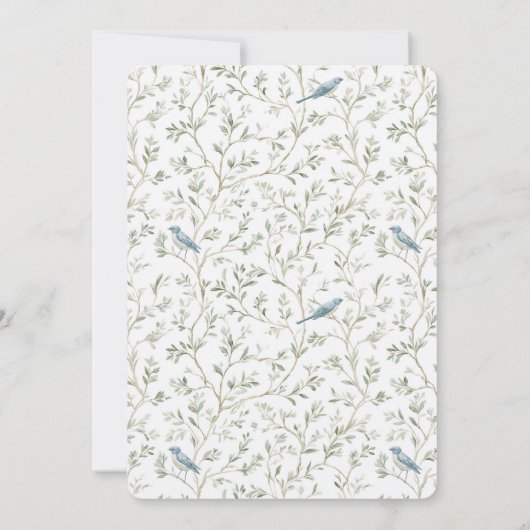 Pretty Romantic Blue Birds Dream Wedding 招待状 (裏面)