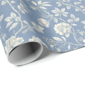 Pretty Romantic Blue Cream Flowers Bridal Shower ラッピングペーパー (ロールコーナー)