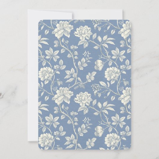 Pretty Romantic Blue Cream Flowers Bridal Shower 招待状 (裏面)
