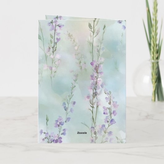 Pretty Romantic Lavender Purple Floral Wedding カード (裏面)