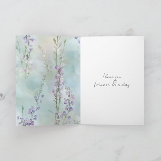 Pretty Romantic Lavender Purple Floral Wedding カード (内部)