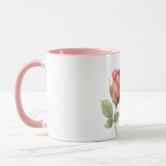 Pretty Romantic Red Rose Flower マグカップ (左)